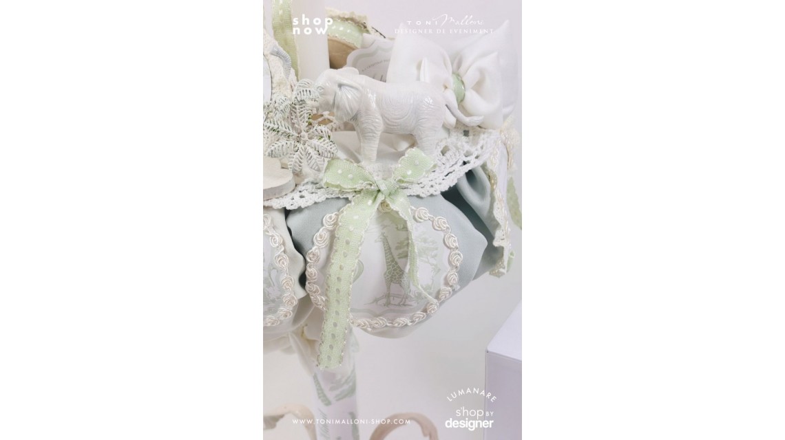 Lumânare de Botez Baby Dior Green Safari Personalizată pentru Băieți 4